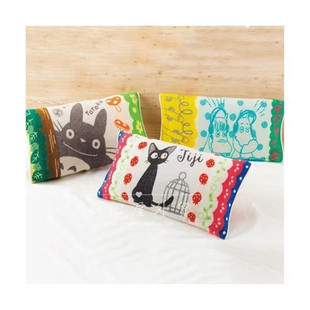 出口日本外贸单纯棉黑猫单人毛圈可爱全包型弹力枕套枕巾乳胶枕巾