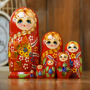 节日礼品儿童玩具 7层烤漆草莓套娃纯手工高档椴木 套娃俄罗斯正品