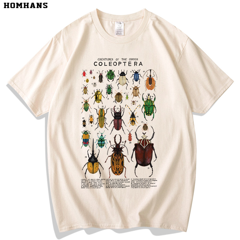 昆虫纲鞘翅目甲虫节肢动物舒适重磅纯棉T恤透气直喷印花亲子科普