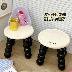 凳矮凳浴室板凳 可爱小凳子家用儿童靠背椅子茶几加厚客厅圆形换鞋