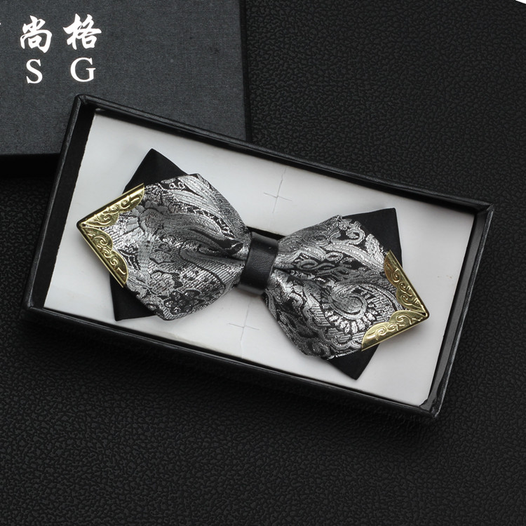 bow tie 新郎结婚男女士韩版 包邮 时尚 新郎结婚个性 银色尖角领结