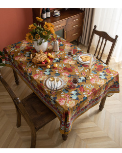 乡村桌布高级感长方形家用客厅田园风桌布餐桌布艺台布 米兰美式