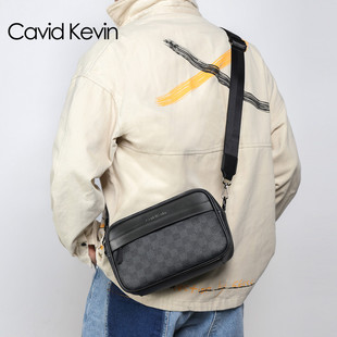 包小胸包单肩包手机腰包 Kevin欧美潮流格子邮差斜挎包男士 Cavid