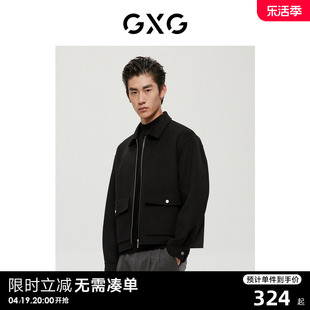 商场同款 新品 经典 羊毛 蓝色系列黑色短大衣22年冬季 GXG男装