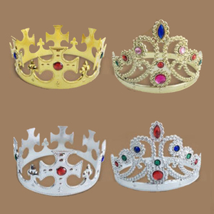 万圣节儿童皇冠成人男女童国王王子公主皇后头饰王冠权杖表演道具