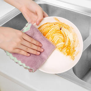 厨房加厚清洁毛巾擦手巾柔软不沾油抹布 不掉毛吸水洗碗布