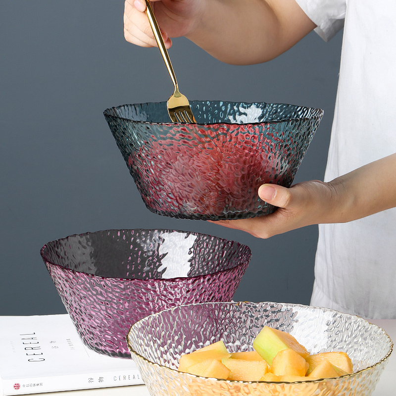 北欧风格 玻璃水果盘创意现代水晶水果盆客厅茶几家用个性 果篮 时尚
