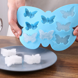 蝴蝶冰块模具家用自制饮品食用按压冻冰格卡通蝴蝶形状软硅胶模型