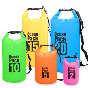 防水桶包 游泳包户外浮潜单肩防水包加厚pvc夹网布防水桶袋漂流包