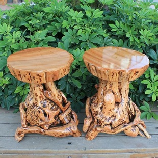 香樟木根雕凳子原木茶台坐凳实木树根茶几底座树桩家用枣木墩子