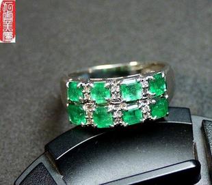 日本进口天然祖母绿铂金真钻戒指优品礼品收藏特价 饰品 18k 包邮