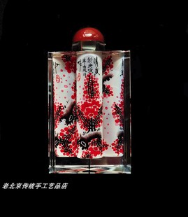 梅花图老内画纯手绘三棱异形鼻烟壶礼品老货民族传统老北京手工艺