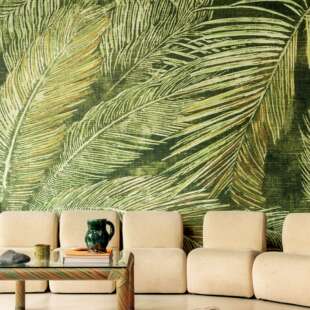 进口壁画Manihi现代简约绿色棕榈树客厅沙发背景墙 Elitis法国原装