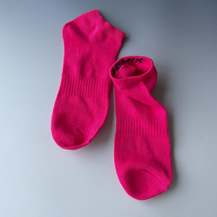 袜子潮流糖果色低帮浅口袜亮粉色 运动男袜短袜船袜纯色男士 时尚