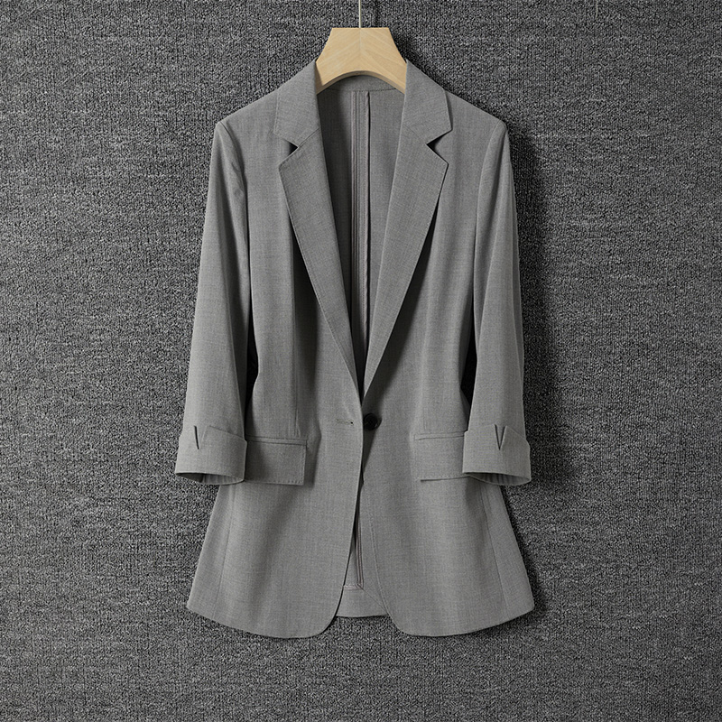 薄款 灰色西装 西服 高级感气质显瘦七分袖 外套女2023新款 套装 春夏季
