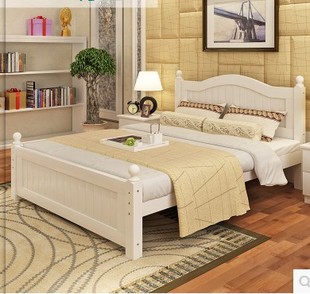 实木床松木白色地中海现代简约欧式 公主单人双人床1.8 1.5米m 1.2