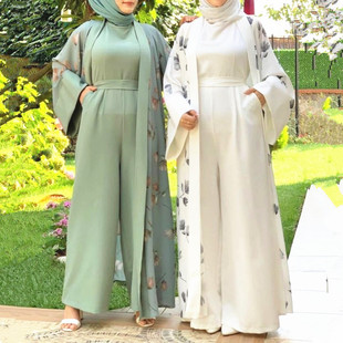 春季 速卖通ebay连衣裙中东迪拜旅游土耳其长袍纯色连体裤 女装 新款