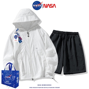NASA美式 运动服男装 男生冰丝速干短裤 搭配一套帅气 防晒冲锋衣套装