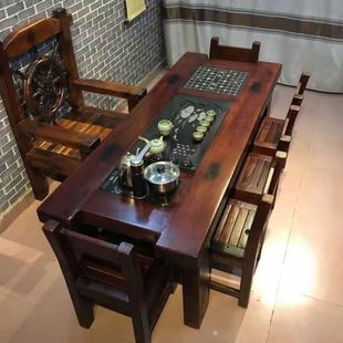 老船木茶桌椅组合沉船木禅意茶台家用客厅简约实木茶台功夫茶艺桌