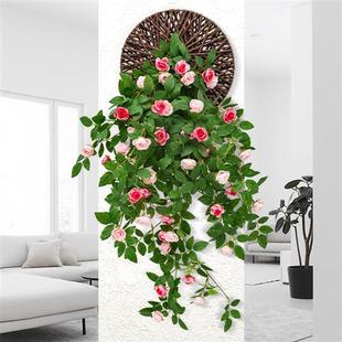 饰花藤条遮挡塑料藤蔓植物摆设吊顶墙面 仿真玫瑰花假花空调管道装
