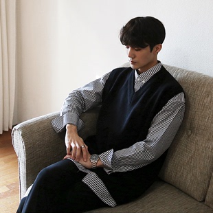 宽松背心潮流慵懒风针织上衣 套头毛衫 外穿新款 韩版 男士 MRCYC秋季