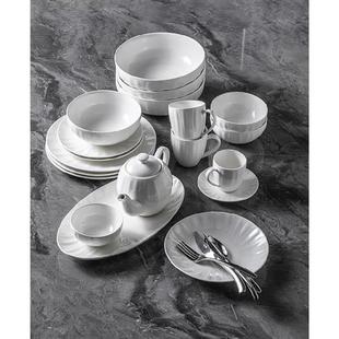 定制统树 北欧代碗碟套装 创意简约家用碗盘组合陶瓷白餐具套装