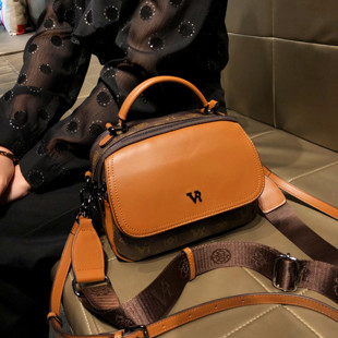 真皮高级感斜跨小包流行手提单肩苹果包 2024新款 香港品牌包包女式