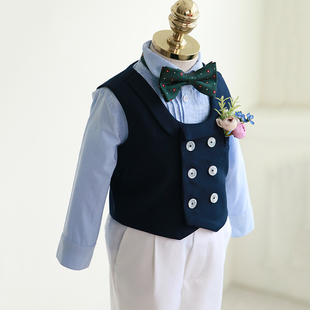 洋气马甲三件套周岁生日男童礼服花童小西服 套装 儿童西服男小西装
