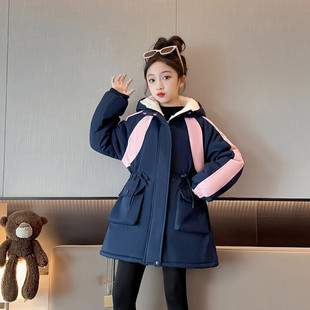 女童派克服棉衣外套冬季 韩版 洋气时髦保暖2023新款 大童上衣 中长款