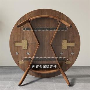 北欧实木餐桌椅子组合折叠现代简约小户型圆桌伸缩轻奢 定制可狄