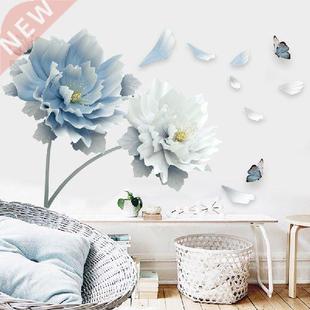 Removable Wall 1PC Flower White Butterfly Lotus Blue