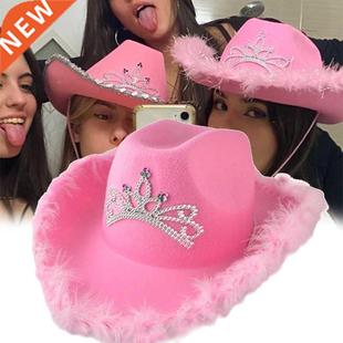 Caps Tiara Pink Women Western Cowgirl Girl Hat Cowboy for