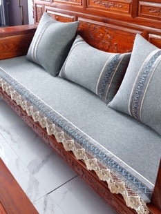 红木椅垫加厚海绵垫子防滑可拆洗 纯色亚麻实木沙发垫坐垫四季 四季