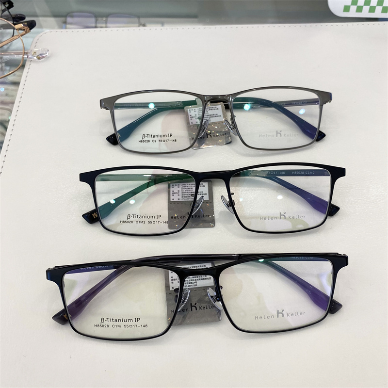 β钛方框配镜近视镜有度数商务简约眼镜框架男H85028 海伦凯勒新款