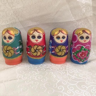 俄罗斯特色彩色套娃5层木质儿童玩具生日礼物家居创意摆件