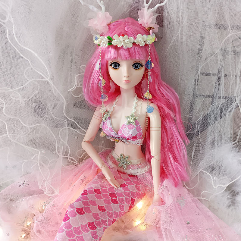 原创玩偶女孩礼物 美人鱼娃娃60厘米超大婚纱娃娃摆件套装 2023新款