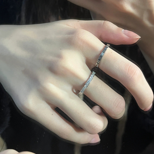 独家浪漫闪闪镶钻银色组合戒指叠戴时髦可水洗不掉色潮 吸睛法宝