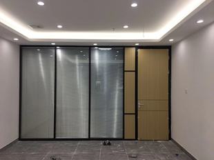 促广州办公室高隔断墙铝合金屏风双玻百叶中空钢化磨砂玻璃隔音品