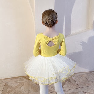 新款 儿童舞蹈服女童春夏季 芭蕾舞演出服公主裙 纯棉练功服女长短袖