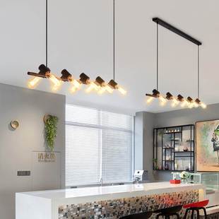 长条灯咖啡厅餐桌吧台极简办公室工业风灯具 北欧餐厅吊灯创意个性
