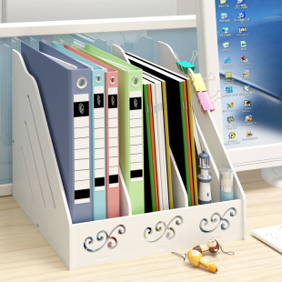 办公用文件架桌面木质资料架文件栏文件框文件筐A4文件收纳架创意