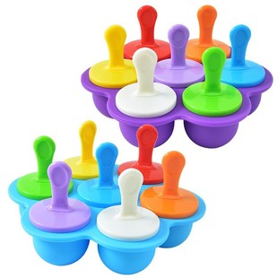 食品级硅胶 DIY雪糕模具网红自制冰淇淋冰棒模具7孔辅食盒 新款