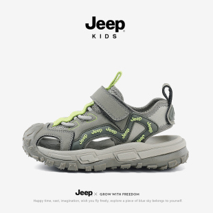 jeep儿童运动凉鞋 男童包头夏款 2024女童透气中大童软底防滑沙滩鞋