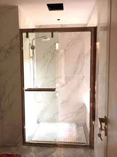 定制不锈钢整体淋浴房干湿分离隔断一字型浴室卫生间家用玻璃门洗