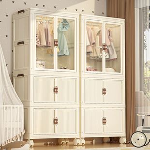婴儿衣柜儿童小衣橱整理塑料家用零食储物柜 宝宝衣服收纳柜免安装