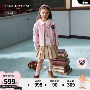 TeenieWeenie 新款 24春季 女童可爱格纹棒球服外套 Kids小熊童装