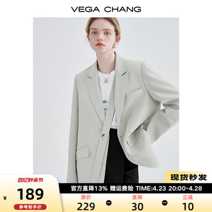 VEGA 韩版 设计感小众女士西装 CHANG抹茶绿小西装 女2024新款 外套