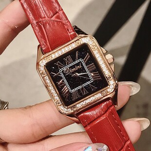 时尚 女蒂米妮表星空款 方形 皮表带士手表满钻复古罗马小巧新款