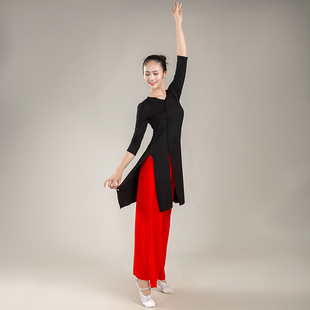 仙气中国舞莫代尔旗袍古典舞蹈服女现代舞练功服老师专用上衣长款