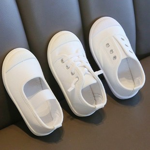 男童运动鞋 白布鞋 幼儿园室内小学生白色球鞋 女童小白鞋 儿童帆布鞋
